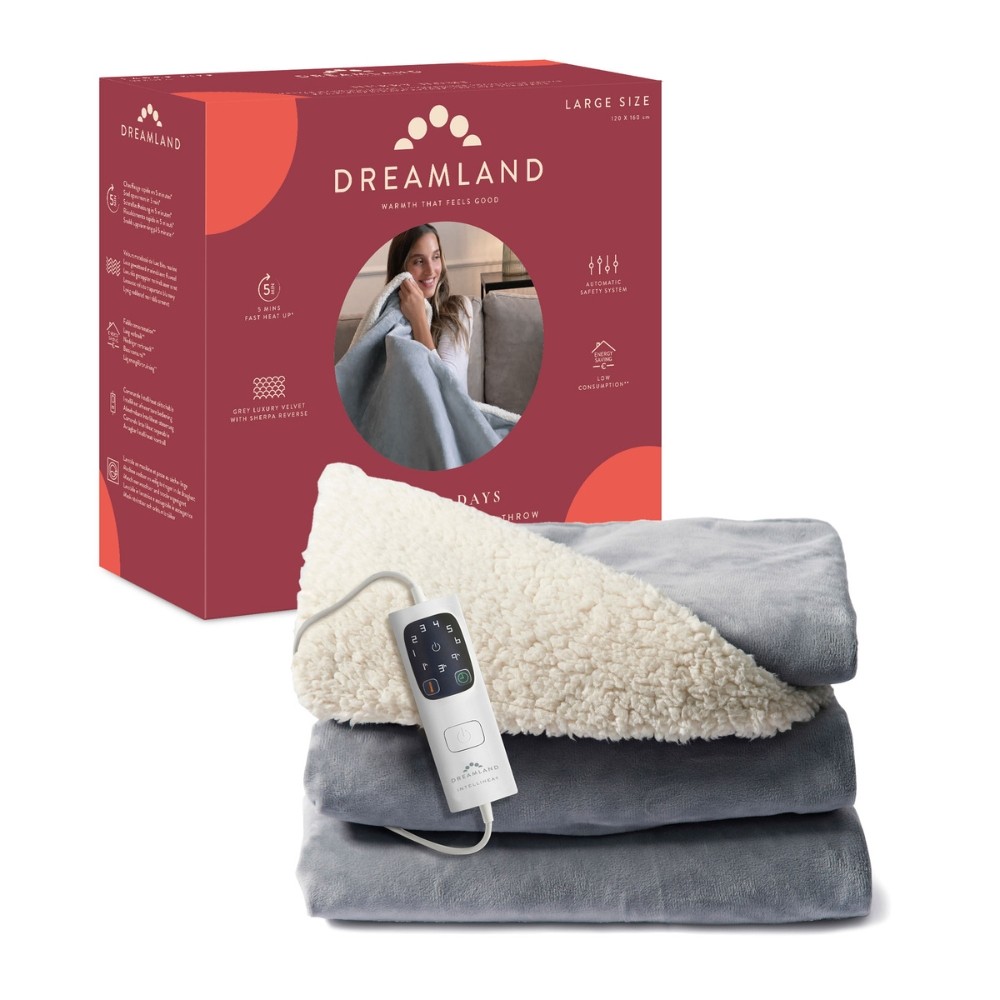 Sherpa Heated Throw Pyjama Days Large couverture chauffante