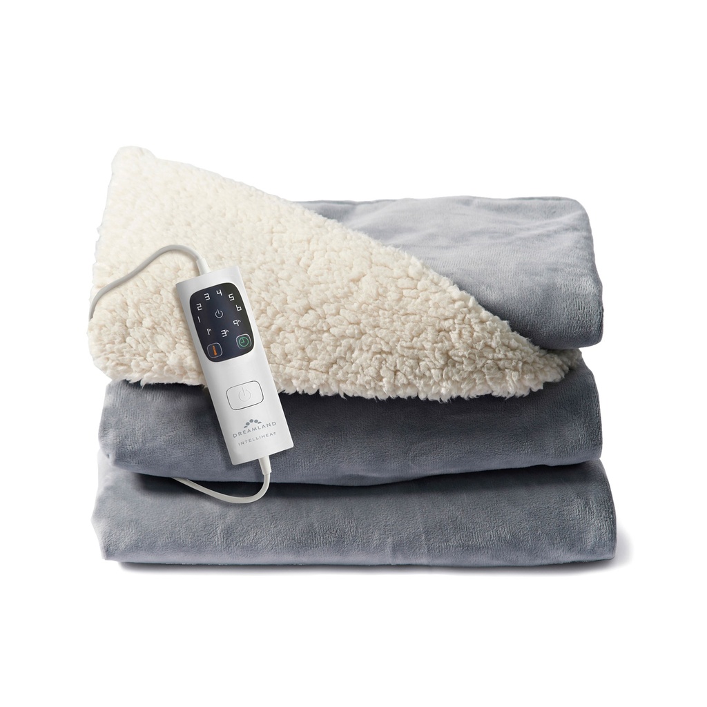 Sherpa en fluwelen warmteplaid grijs