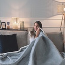 Sherpa en fluwelen warmteplaid grijs