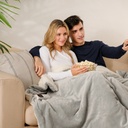 Sherpa and Silver Grey Velvet Heated Throw - Pyjama Days - Large