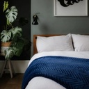 DREAMLAND Herringbone Blue Heated Throw - Hurry Home - Large