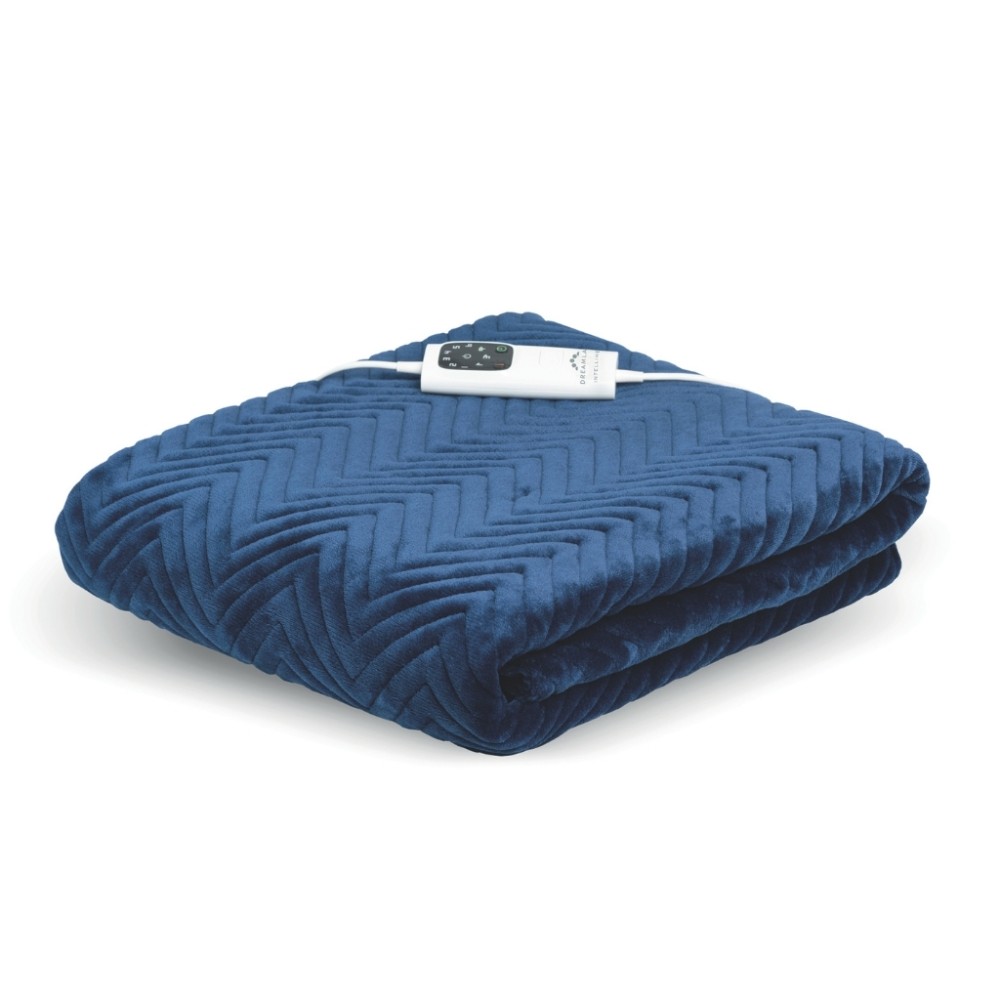 DREAMLAND Herringbone Blue Heated Throw - Hurry Home - Large