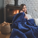 DREAMLAND Herringbone Blue Heated Throw - Hurry Home - Large