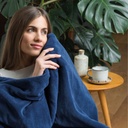 DREAMLAND Herringbone Blue Heated Throw - Hurry Home - Large