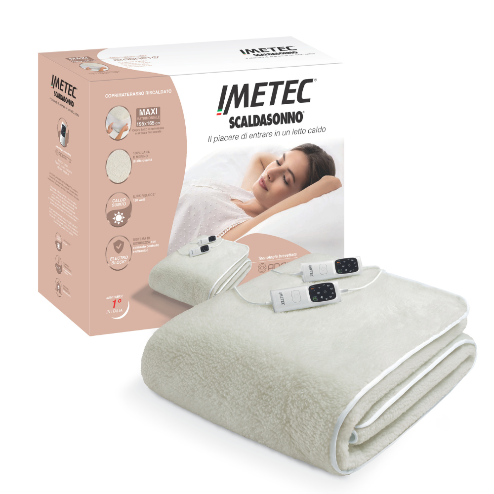 IMETEC Wool & Merino Heated Mattress DOUBLE with 2 controllers