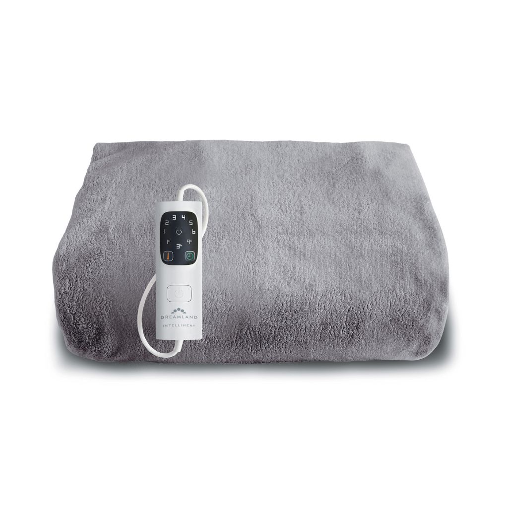 DREAMLAND Soft Velvet Grey Heated Throw - Snuggle Up - Large
